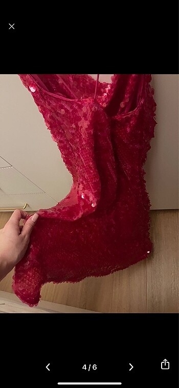 xs Beden pembe Renk Zara Fuşya Payetli Elbise