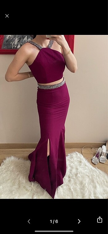 İki parça balık model abiye elbise