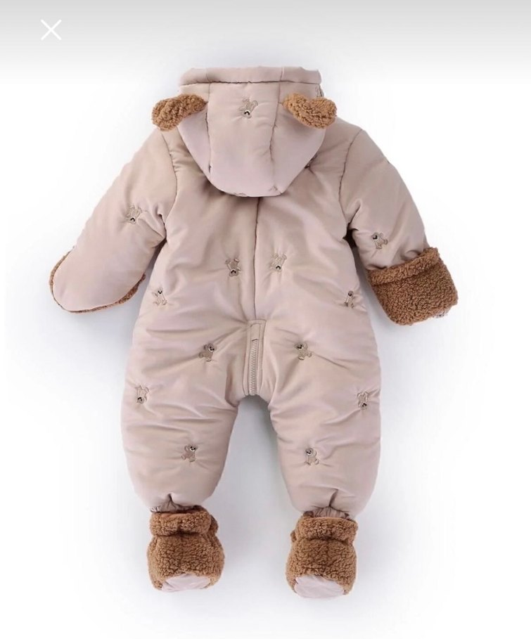 Kahverengi Kapüşonlu Bebek erkek Tulumu - Görsel 2