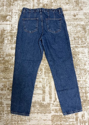 Kadın Mavi Kemerli Midi Boy Denim Pantolon - Görsel 2