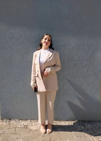 Trendyol & Milla Dantel Detaylı Sarı Kadın Uzun Blazer