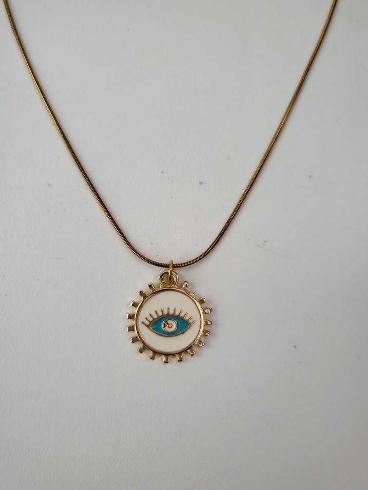 ikili kolye seti mavi boncuktan ve göz figürlü - Görsel 3