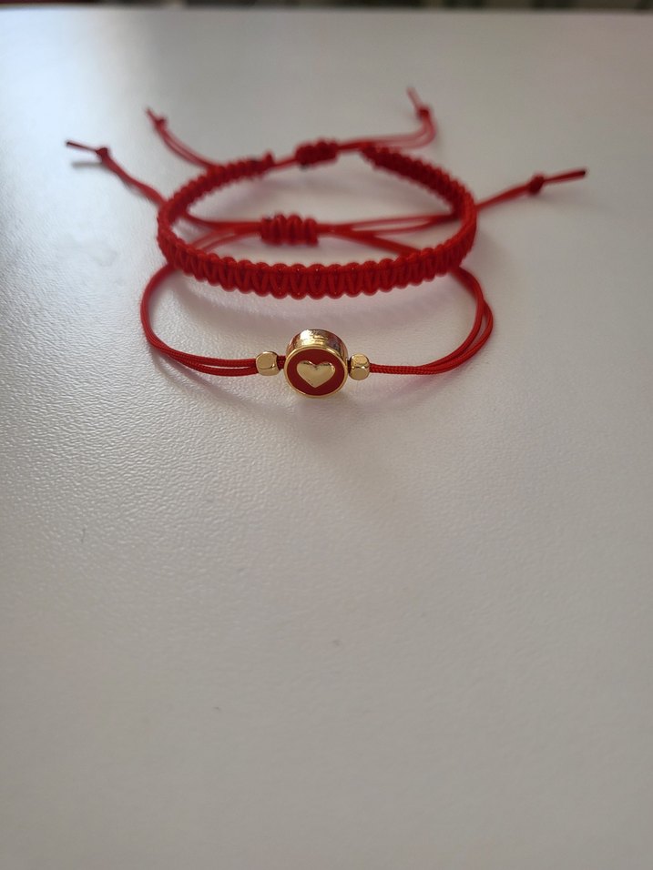 kırmızı örgü bileklik seti - Görsel 4