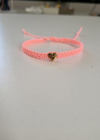 Pembe ve gri renkli örgü bileklik - Görsel 5