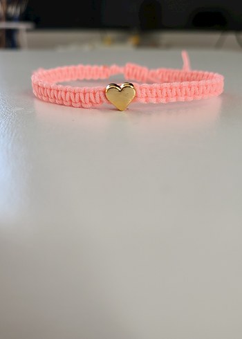 Pembe ve gri renkli örgü bileklik - Görsel 2