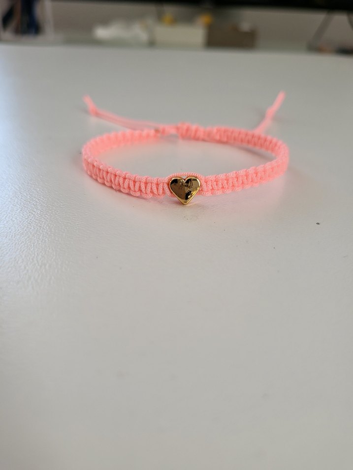 Pembe ve gri renkli örgü bileklik - Görsel 5