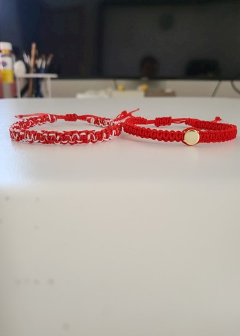 Kırmızı örgü Kadın Bileklik Seti - Görsel 3