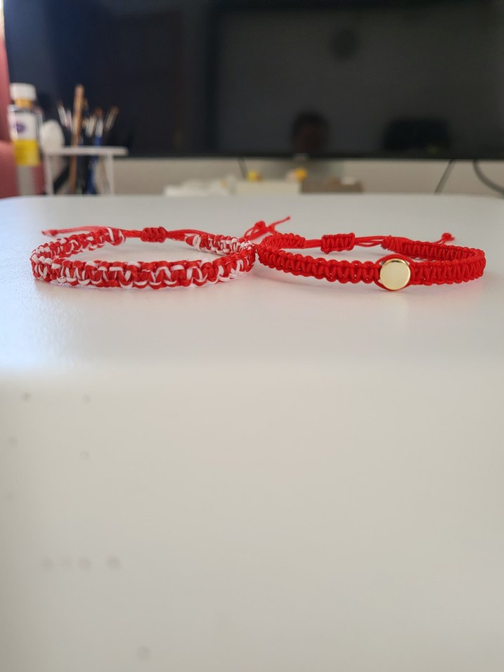 Kırmızı örgü Kadın Bileklik Seti - Görsel 3