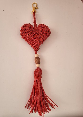 kağıt ipten çanta aksesuarı charmı kalp figürlü - Görsel 2
