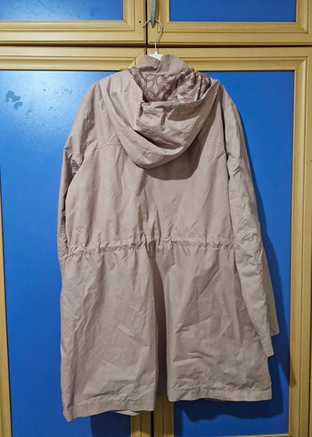 48 Beden pembe Renk Pemhe/Pudra Midi Kadın Yağmurluk Fermuarlı