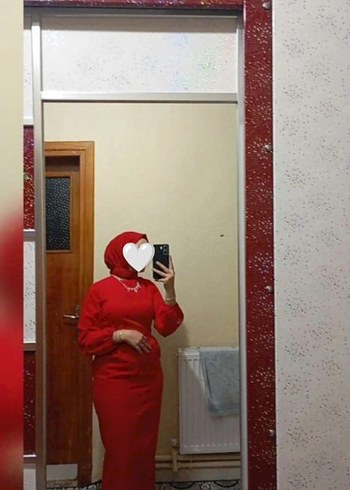 38 Beden kırmızı Renk Uzun Kollu Kırmızı cepli Elbise