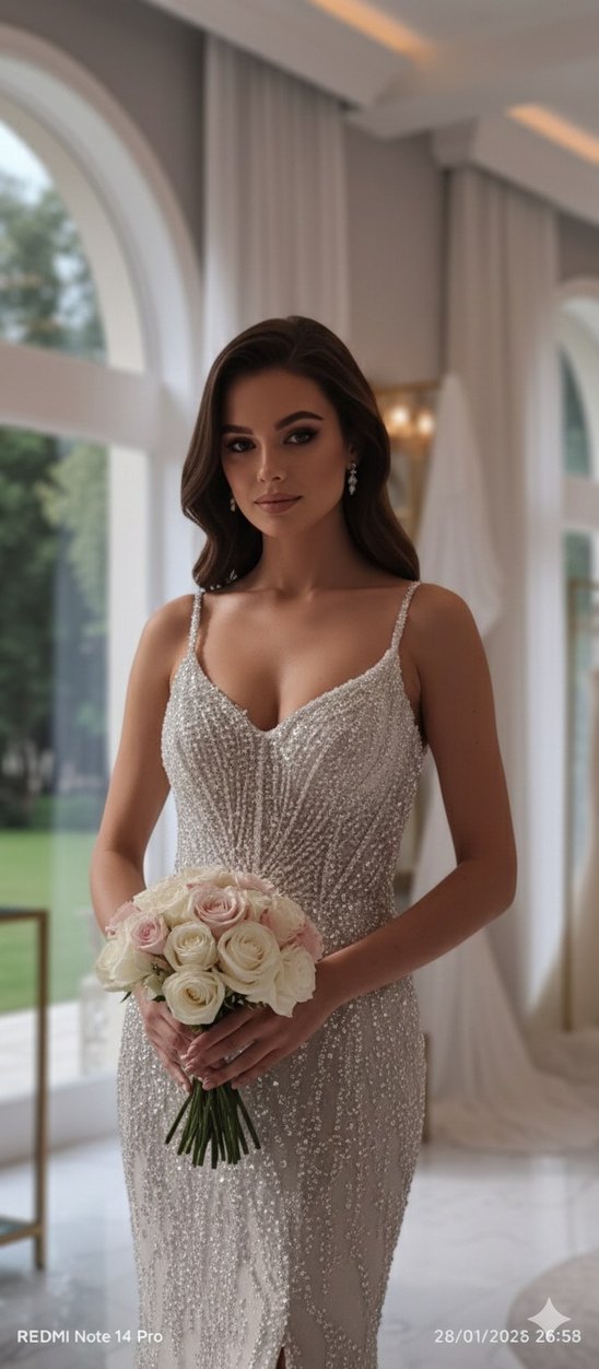 askılı balık model Beyaz Gelinlik - Görsel 2