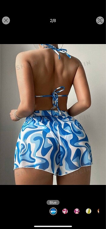 l Beden mavi Renk Shein bikini takımı