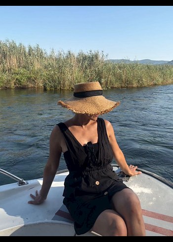 38 Beden siyah Renk Keten kısa elbise