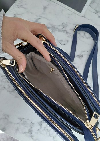 Lacivert Deri Kadın Çanta - Görsel 3