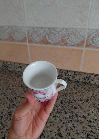 Pembe Çiçekli Porselen Fincan Takımı - Görsel 3