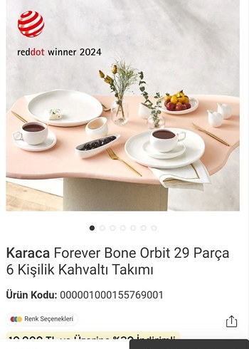 Karaca Forever Bone Orbit 29 Parça 6 Kişilik Kahvaltı Takımı