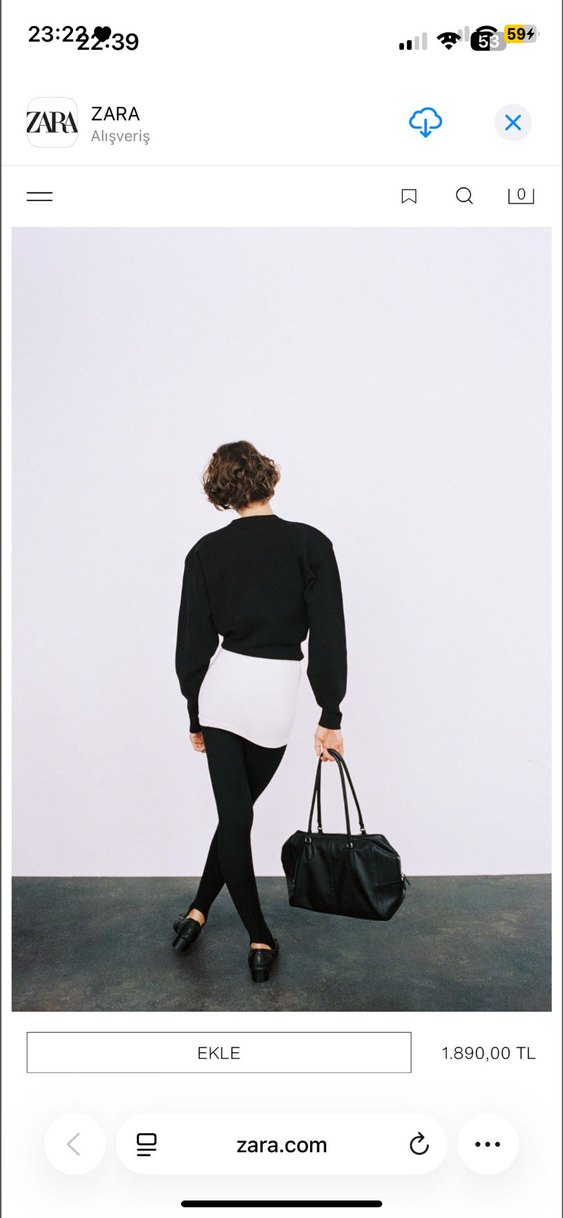 Zara Siyah Bisiklet Yaka Rahat Sweatshirt — görsel 6/7