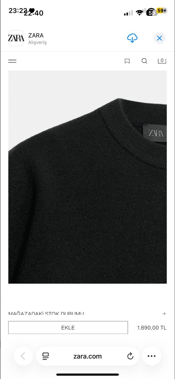 Zara Siyah Bisiklet Yaka Rahat Sweatshirt — görsel 4/7