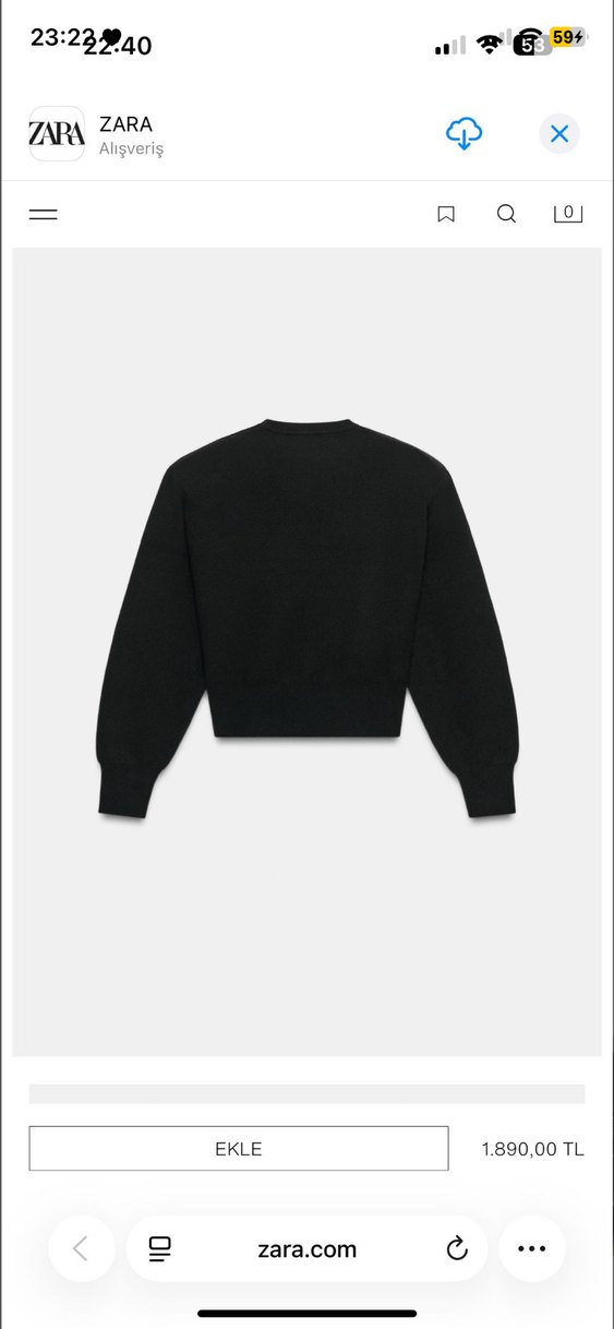 Zara Siyah Bisiklet Yaka Rahat Sweatshirt — görsel 5/7