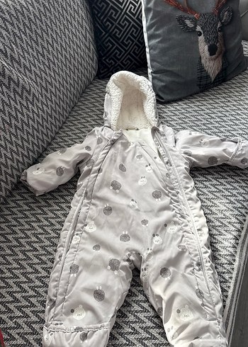 Gri Kürklü Bebek Kız Kayak Tulumu - Görsel 2