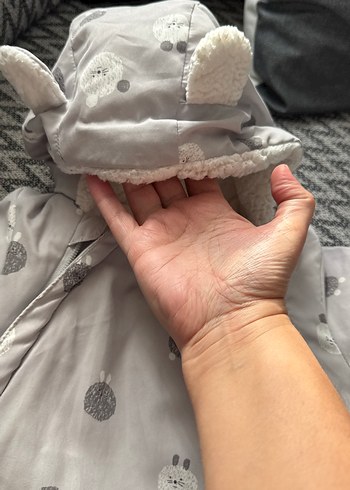 Gri Kürklü Bebek Kız Kayak Tulumu - Görsel 4