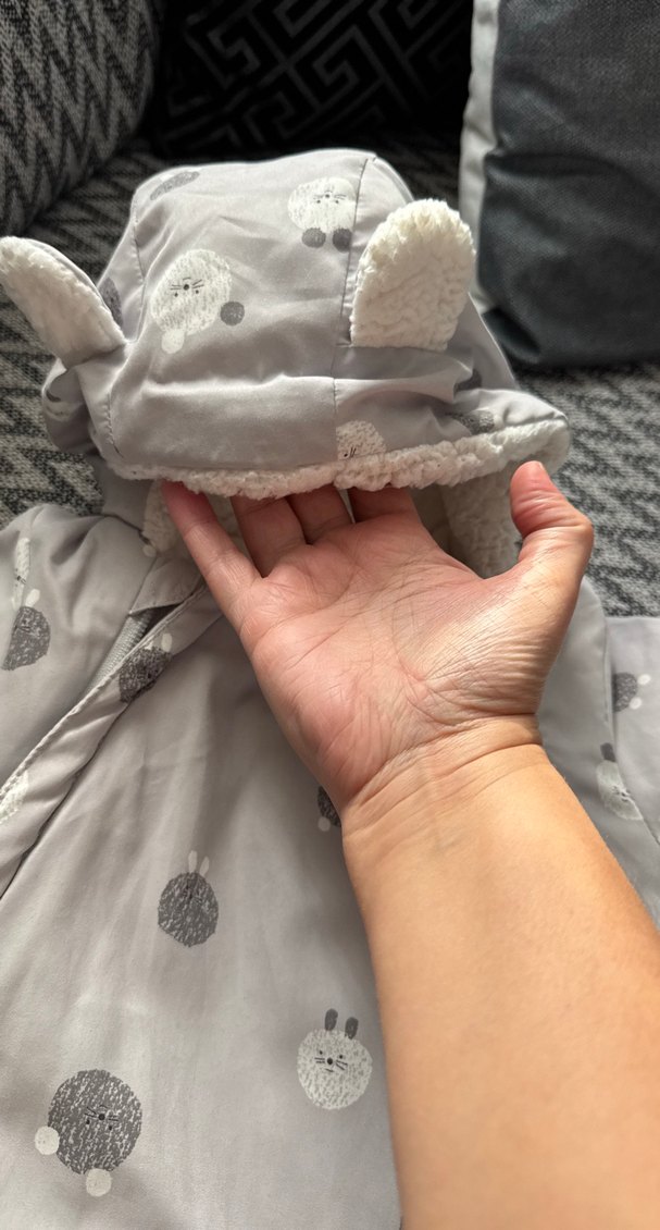 Gri Kürklü Bebek Kız Kayak Tulumu - Görsel 4