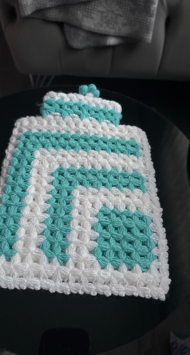 Turkuaz Beyaz Örgü Banyo lifi - Görsel 2