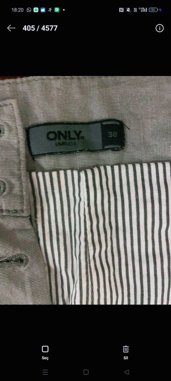 Düğmeli Gri Midi Keten Kadın Etek - Görsel 3