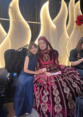Bordo Etnik Desenli Kadın bindallı tesettür