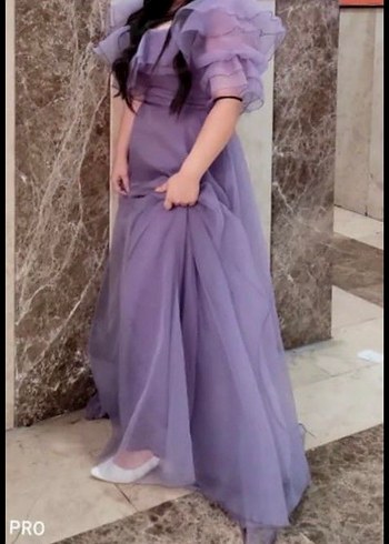 Mor Drapeli Midi Straplez Elbise - Görsel 4