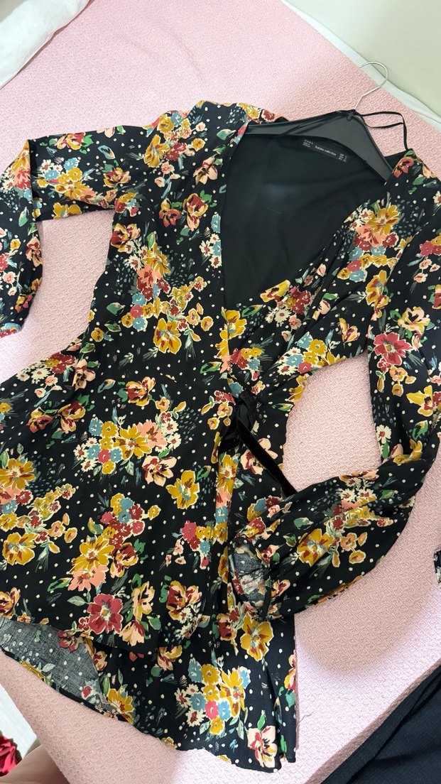 Bordo Zara Trafaluc şortlu mini elbise - Görsel 2