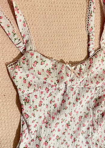 Çiçek Desenli Pembe Pinterest elbise - Görsel 5