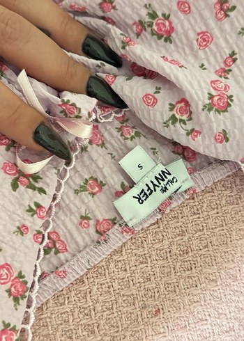 Çiçek Desenli Pembe Pinterest elbise - Görsel 7