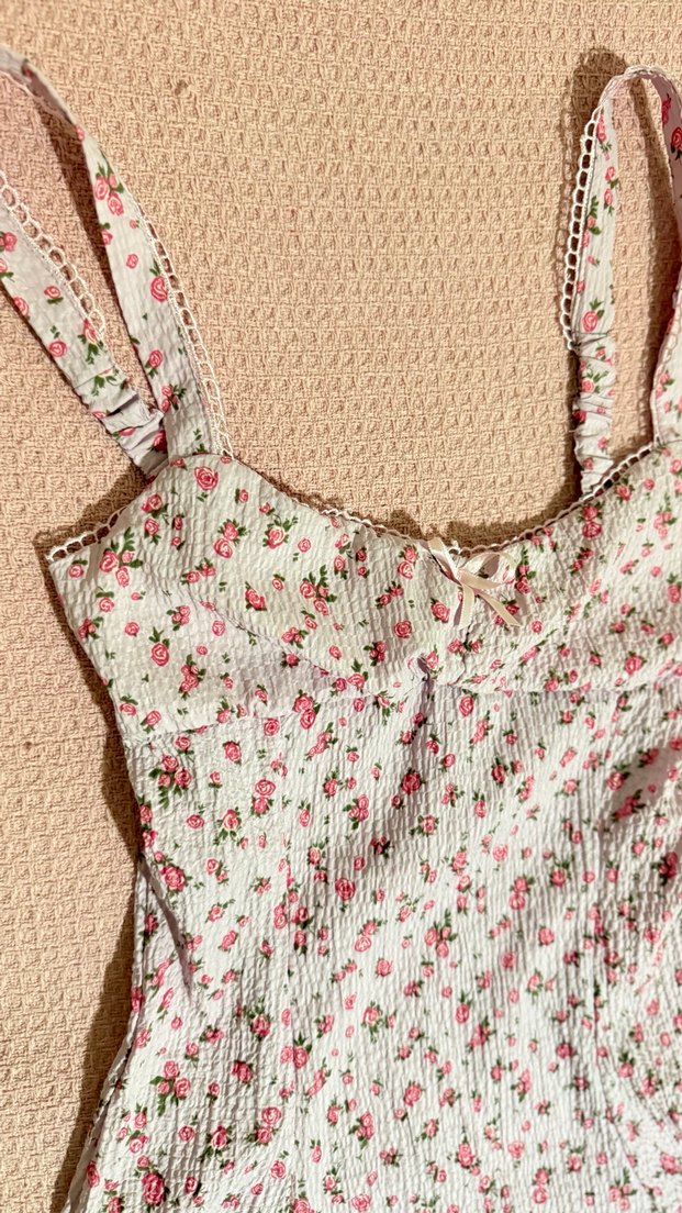 Çiçek Desenli Pembe Pinterest elbise - Görsel 5