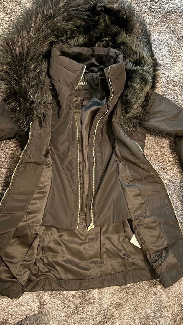 Kürk Detaylı Siyah Kadın Kışlık Mont - Görsel 5