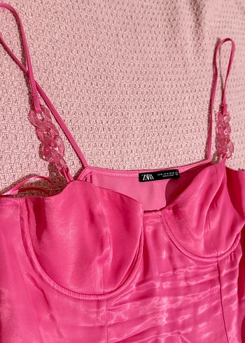 Askı detaylı mini saten elbise - Görsel 3