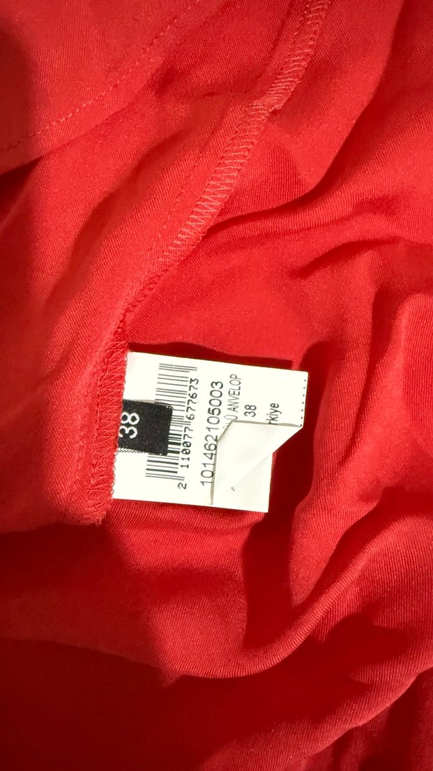 Kırmızı Parlak Uzun Kollu Kadın Gömlek elbise - Görsel 3