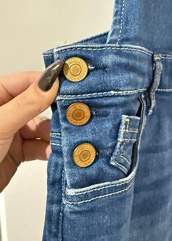 Kadın Mavi Denim Midi Tulum - Görsel 2