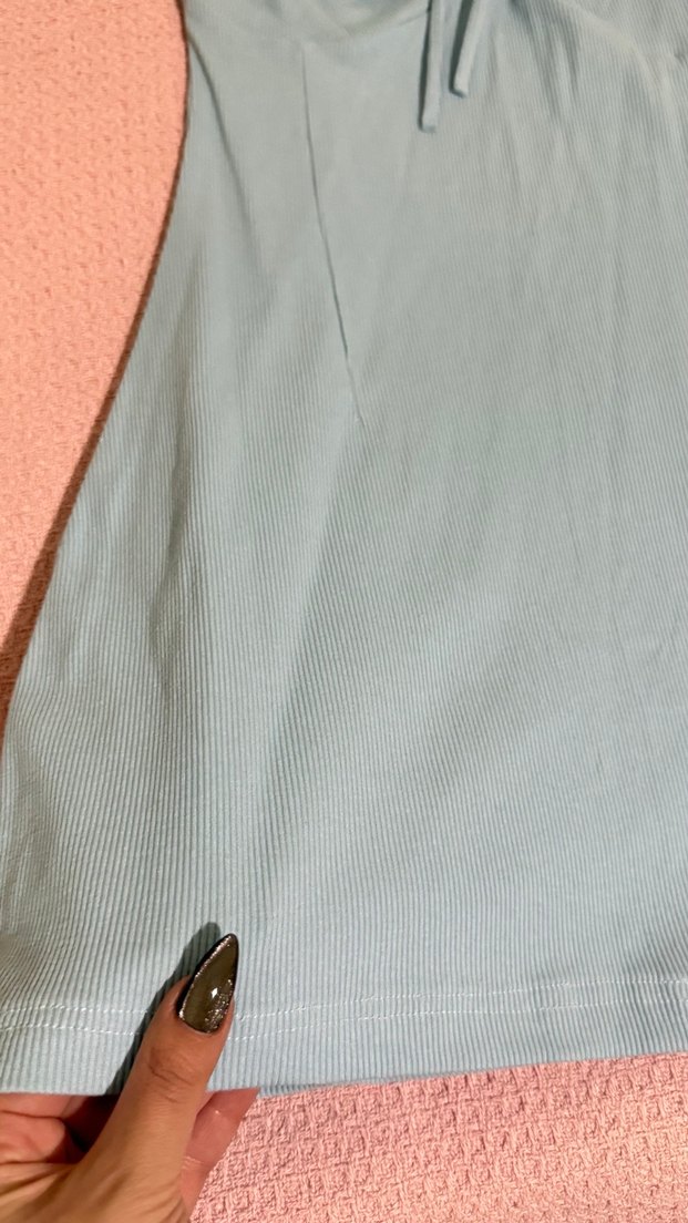 Mavi Midi Kadın Elbise, Kısa Kollu, Drapeli - Görsel 3