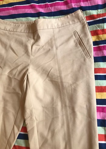 Promod Bej Kadın Pilili Kumaş Pantolon