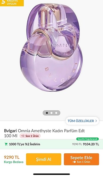 Beden Renk Orjinal parfüm set Bvlgari Omnia Amethyste