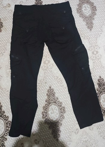 Siyah Keten Kemerli Bol Kesim Pantolon - Görsel 3