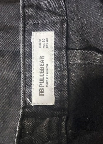 Pull&Bear Siyah Bol Kesim Kemerli Midi Kot Pantolon - Görsel 3
