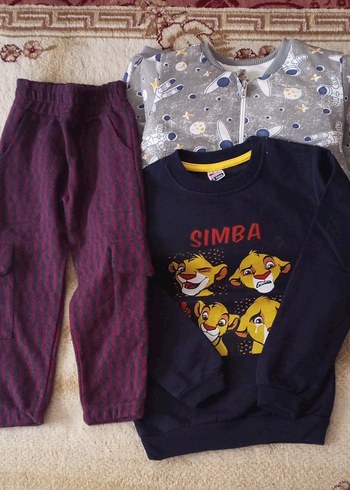 Simba Baskılı Gri Erkek Çocuk Sweatshirt