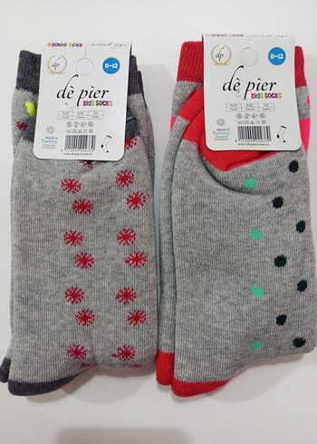 Kız Çocuk Renkli Baskılı Havlu Çorap 2'li - Görsel 2