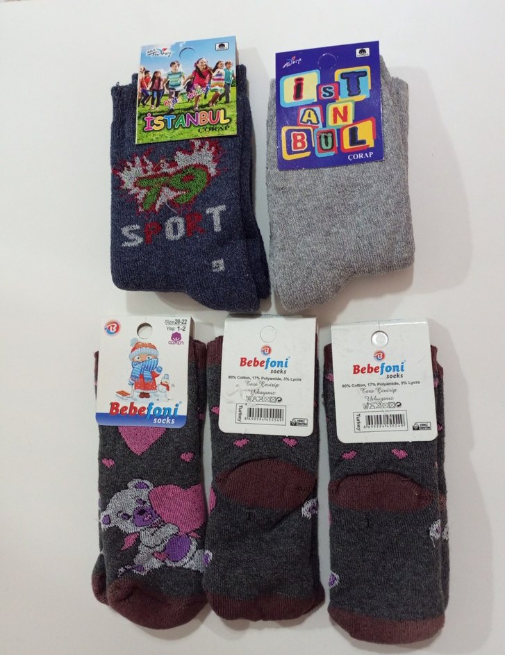 Renkli Baskılı Kız-Erkek karışık havlu Çorapları, Sıcak Kumaş - Görsel 2