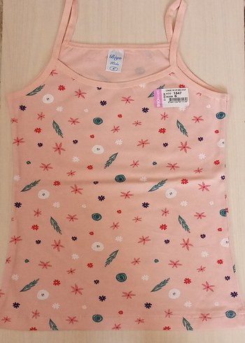 Kız Çocuk ip askılı Pembe Baskılı Atlet - Görsel 2