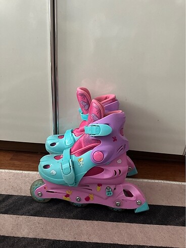 Pembe turkuaz desenli koz çocuk paten