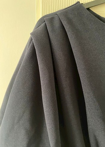 Lacivert Drapeli Midi Kadın Elbise - Görsel 3